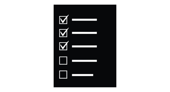 Black rectangle with vertical lines and checkboxes on a white background