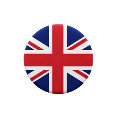 Obraz premium Perfectly circular british union jack flag with vibrant red, white, navy blue, taut fabric texture, against a transparent background with a soft shadow, studio lit. Concept of national pride and unity