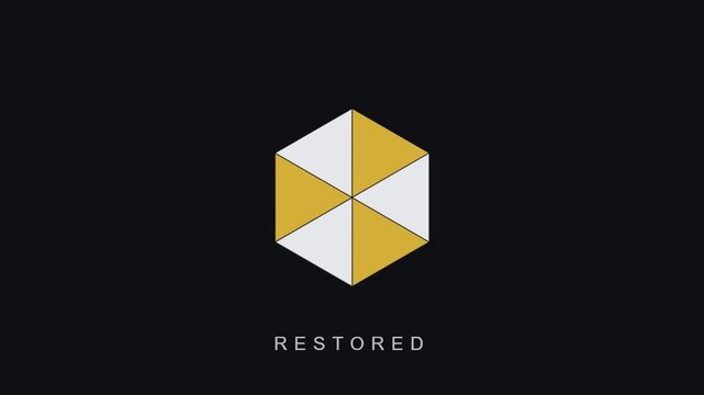 Rotating 3D Cube with Restored Text.