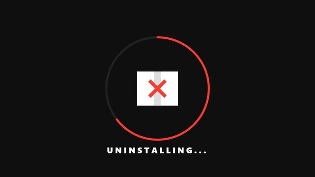 Uninstalling Progress Circle Animation Black Background.