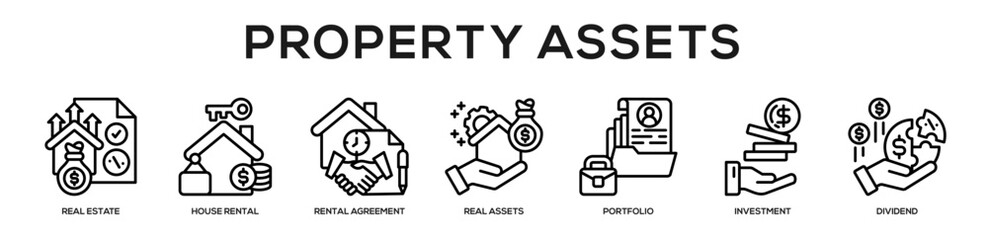 Obraz premium Property Assets web banner icon illustration concept