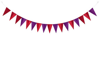 Fototapeta premium Red Purple Bunting Flags Transparent Background Party Decoration