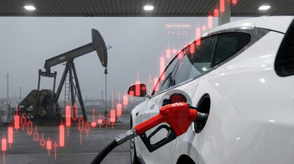 Oil price global crisis graph overlay fuel pump oil price global crisis tension