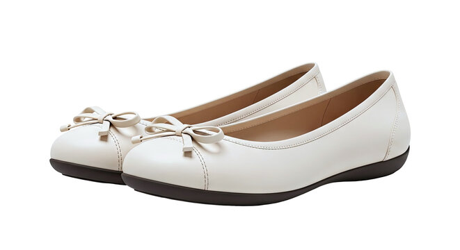 Pair of beige ballet flats with bows