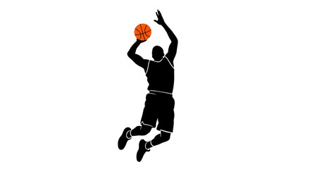 Obraz premium Silhouette of Basketball Player Jumping for Shot