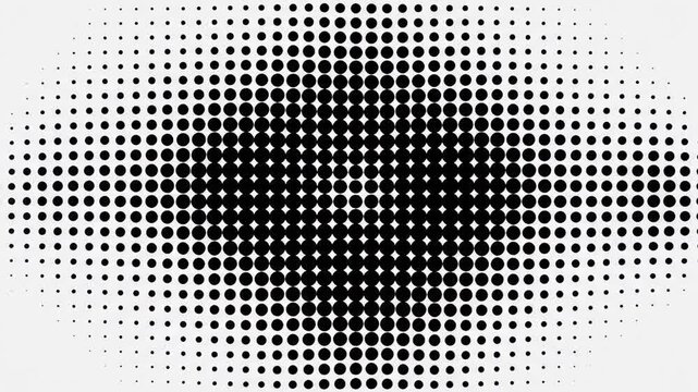 Dynamic black and white halftone pattern with varying dot sizes creating