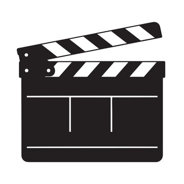 Movie Clapperboard Vector Icon Black Silhouette
