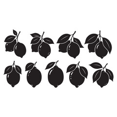 Obraz premium Lemon Silhouettes Bundle - Citrus Fruit Vector Graphics Pack