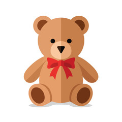 Obraz premium Cute Cartoon Teddy Bear with Red Bow