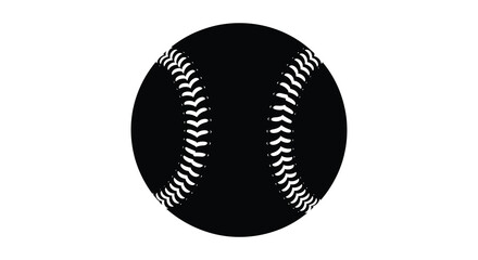A striking black silhouette of a baseball with prominent stitching details embodying the spirit of the game silhouette © nhpvect02