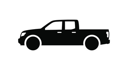 Fototapeta premium A stark black silhouette of a modern pickup truck showcasing its profile and design silhouette high quality professional