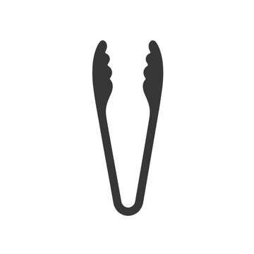 Black Kitchen Tongs on White Background.