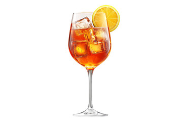 Orange Spritz Cocktail with Ice and Lemon Slice