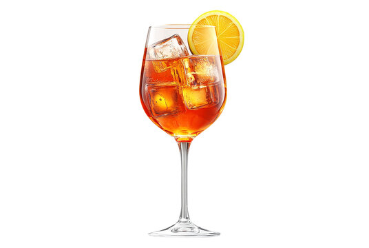 Orange Spritz Cocktail with Ice and Lemon Slice