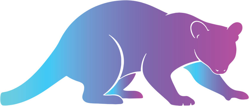 Gradient Tree Kangaroo Vector Icon, Purple Blue Marsupial Silhouette Graphic Design
