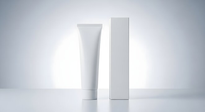 White Cosmetic Tube and Box Mockup