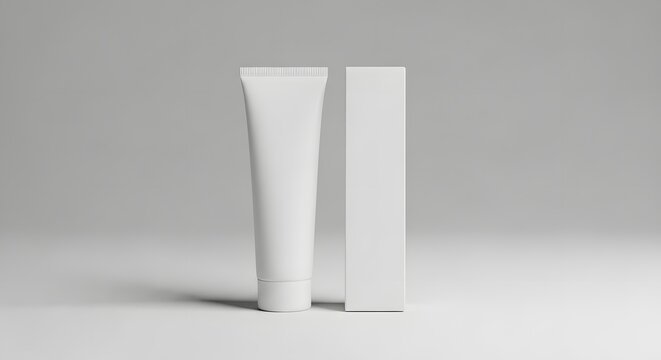 White Cosmetic Tube and Packaging Box Mockup
