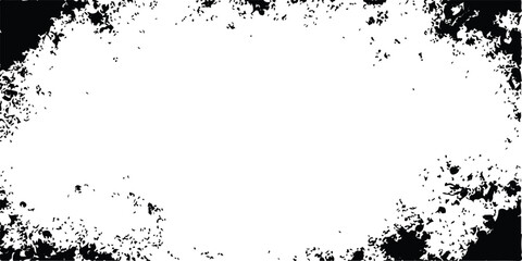 Fototapeta premium Vintage black ink splat grunge frame design featuring a dirty paint splash border and floral splatter texture on a vector art background
