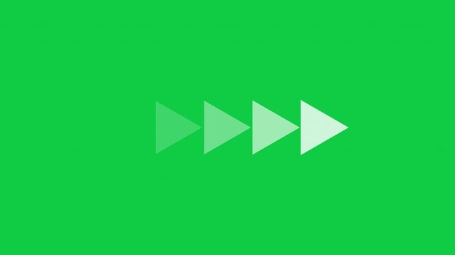Left To Right Directional Arrow Loop Animation White Isolated On Green Background