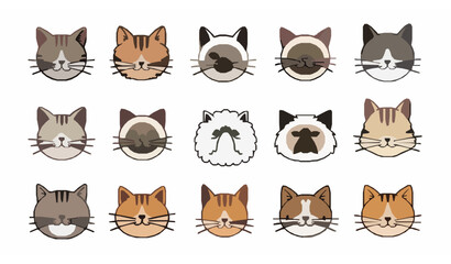 Cartoon cat breeds icon set cute funny pet feline characters vector illustration collection © Hanif