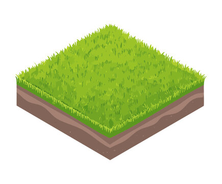Isometric Plain Grass Field Plant Illustration Tile for Modular Game Map Construction and Environment Design