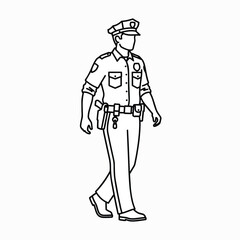 Fototapeta premium Police Officer Walking - Line Art