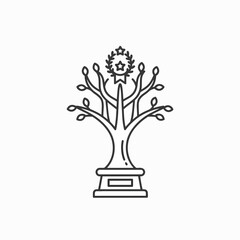 Fototapeta premium Success Tree Trophy with Laurel Wreath and Star