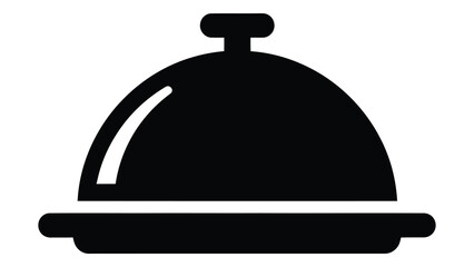 Obraz premium Black metal serving tray with a domed lid on a white background for food presentation