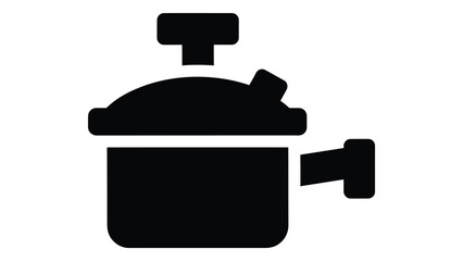Obraz premium Black silhouette of a pressure cooker with a handle and lid on a white background
