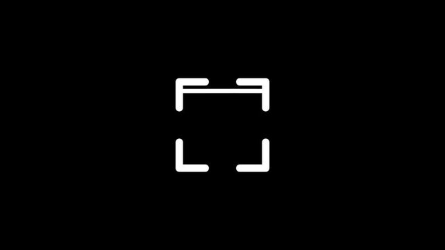 A white rectangular focusing frame is centered on a black background