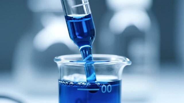 Mandala-inspired upscaled brush tracing pattern in cool blue tones with glass dropper