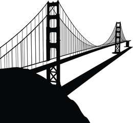 Fototapeta premium PrintGolden Gate Bridge silhouette, San Francisco landmark vector, suspension bridge artwork,