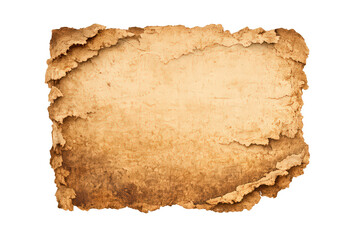 Fototapeta premium Vintage parchment paper texture with aged ripped edges, old sheet background, grunge antique scroll blank document
