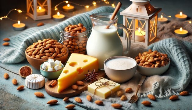 Dairy and nuts rich in tryptophan for better sleep and relaxation