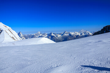 Mountain Glacier Panorama With Summits