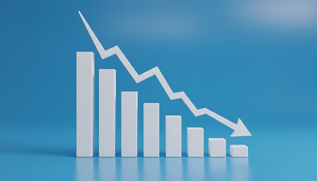 Business downward trend graph showing decline in sales or revenue