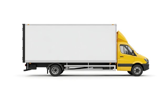 Realistic clean Box car mockup delivery cargo vehicle branding template modern transport fleet design with corporate advertising layout for logistics marketing presentation and vehicle wrap showcase