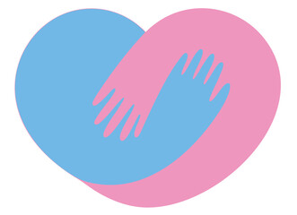 Obraz premium Community Support Logo with Interlocking Hearts and Helping Hands — Emotional Care, Social Assistance and Charity Symbol for Nonprofit Organization