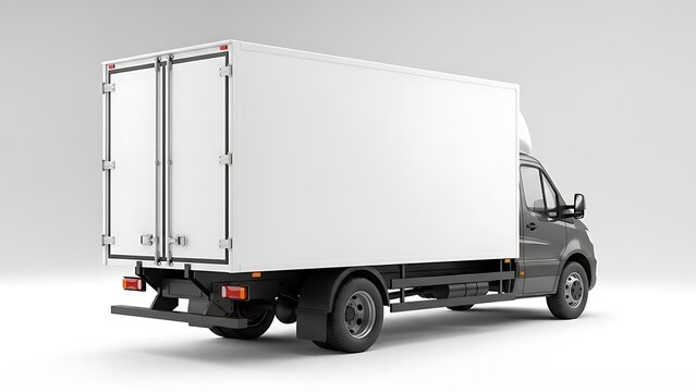 Minimal modern Box car mockup delivery transport cargo vehicle branding template realistic white van design corporate identity presentation for logistics marketing advertising