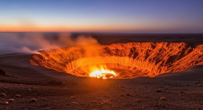 Darvaza Gas Crater - A Fiery Spectacle in the Karakum Desert.