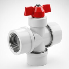 White pvc ball valve with red handle