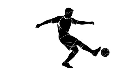 Naklejka premium Man Kicking Soccer Ball Silhouette.