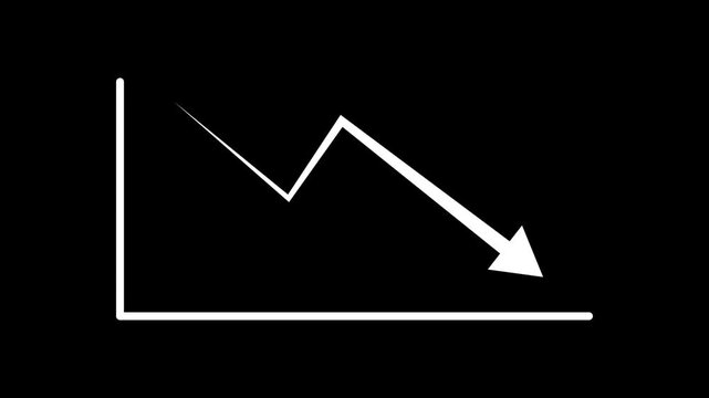 Downward trend illustrated by a simple line graph on a black background