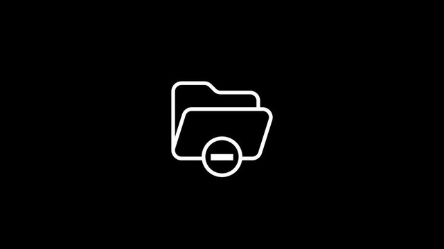A white folder icon with a minus sign on a black background