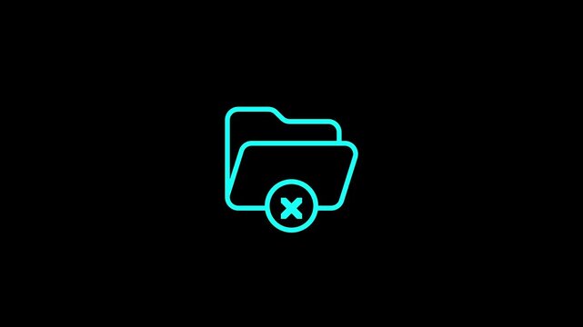 A cyan folder icon with a white x symbol on a black background