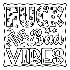 Bold and Easy Motivational Swear Word Coloring Page, Sweary Motivational Quotes, Sweary Coloring Page, Groovy letters and Swear Words, Inspirational Swear Word, Funny Quotes, Sweary Affirmations,
