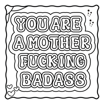 Bold and Easy Motivational Swear Word Coloring Page, Sweary Motivational Quotes, Sweary Coloring Page, Groovy letters and Swear Words, Inspirational Swear Word, Funny Quotes, Sweary Affirmations,