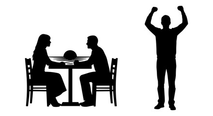 Celebratory moment after a successful meeting or discussion at a cafe table Vector, illustration