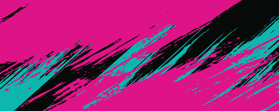 Car sticker wrap banner abstract sporty lines pink blue greenish grunge color combination brush storm thunder modern pattern racing motorsport. eps10.