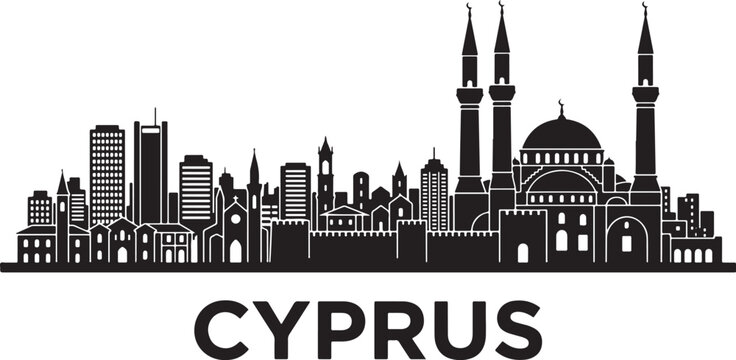 Cyprus city skyline with diverse religious architecture